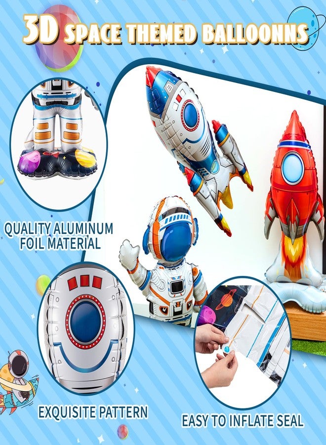 RoundFunny 8 Pcs Outer Space Foil Balloons Rocket Balloons for Space Astronaut Spaceship Rocket Theme Birthday Party Decoration Planet Party Decoration - Image 4
